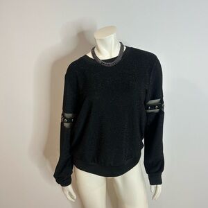 Beautiful Black Sweater with studs and Sheer Sleeve Details❤️M